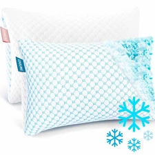 Adjustable Cooling Pillow, Memory Foam With Cold Gel, Queen, White