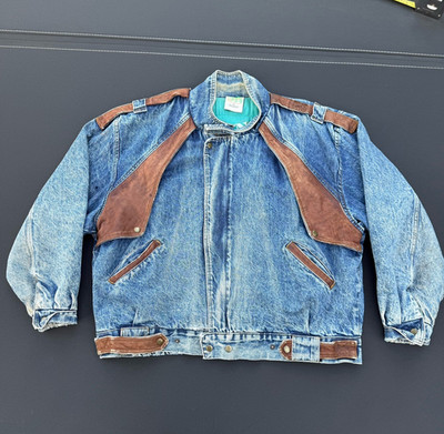 Vintage 80s Urban Equipment Men's XL Denim & Leather Utility