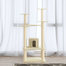 vidaXL Cat Tree Cream Engineered wood, plush, sisal Medium Durable
