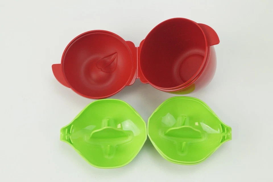 TUPPERWARE ZITRONELLO ZITRONENPRESSE SONDERMODELL GRÜN + Apfeldose rot Snackbox - Bild 3 von 3