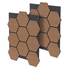 Akustikpaneele Wandpaneele 2er Set 66x81cm – 1m² Hexagon Wandverkleidung Teak