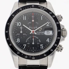 TUDOR 79260P Prince Date Chrono Time Tiger WATCH black SS/leather AT
