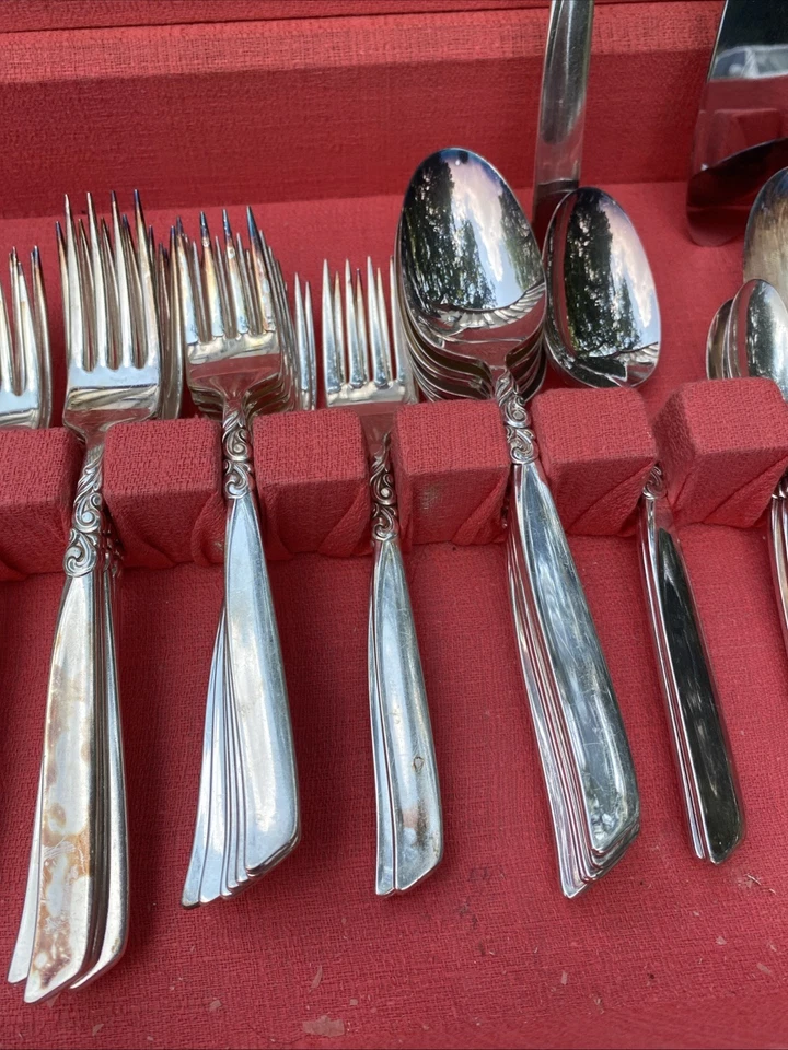 Oneida South Seas Community 1955 juego plateado con caja Foto 3 de 4