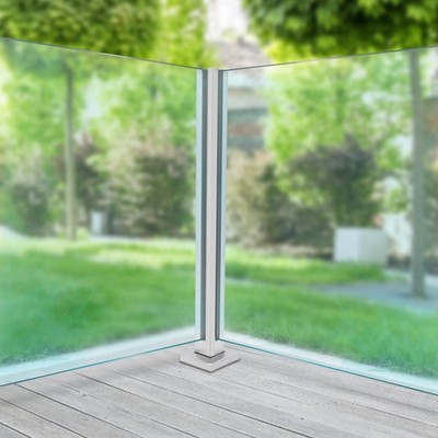 Glass Railing Corner Post Stainless Steel Balustrade for Balcony Deck 35.8Inch