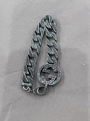 Gucci 925 Sterling Silver Interlocking G Chain Bracelet Size 20 / 8'' Authentic