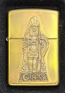 "CIGAR STORE SENTRY" SOLID BRASS ZIPPO LIGHTER FROM JULY 1996 GENTLY USED