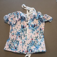 Corset Story Ditsy Floral Blanco con Escote Corazón Manga Reino Unido Talla 10