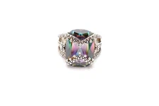 Sterling Silver 925 Mystic Topaz CZ Ring Size 6.25