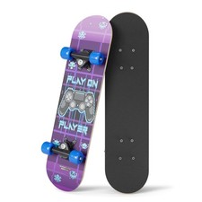 24" Mini Complete Skateboard | Maple Wood | ABEC 7 Bearings | Double Kick Concav