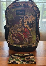 Rolling Backpack Dinosaur School Travel with Pencil Case 18" Tall 13" Wide 8" D