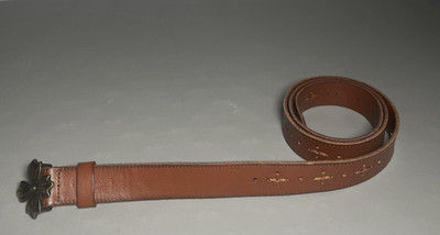 Patricia Nash Astrid Floret Belt Womens Brown Leather Size L