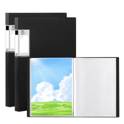 A3 Plastic Presentation Book with 30 Pockets, 2 Pack PP Material Clear Sleeve...