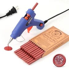 Wax Seal Kits, 20Pcs Wine Red Sealing Wax Sticks with 1 Pieces Glue Gun Set f