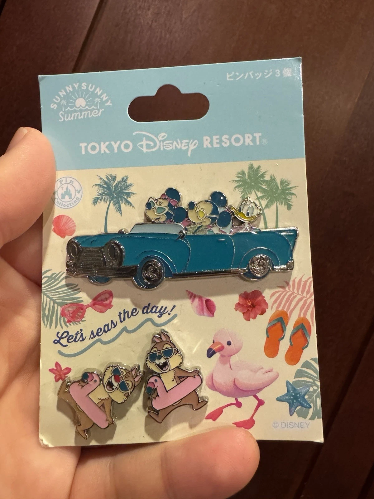 Tokyo Disney Pin Set TDR Chip Dale Mickey Minnie Donald Summer Retro Car Sunny