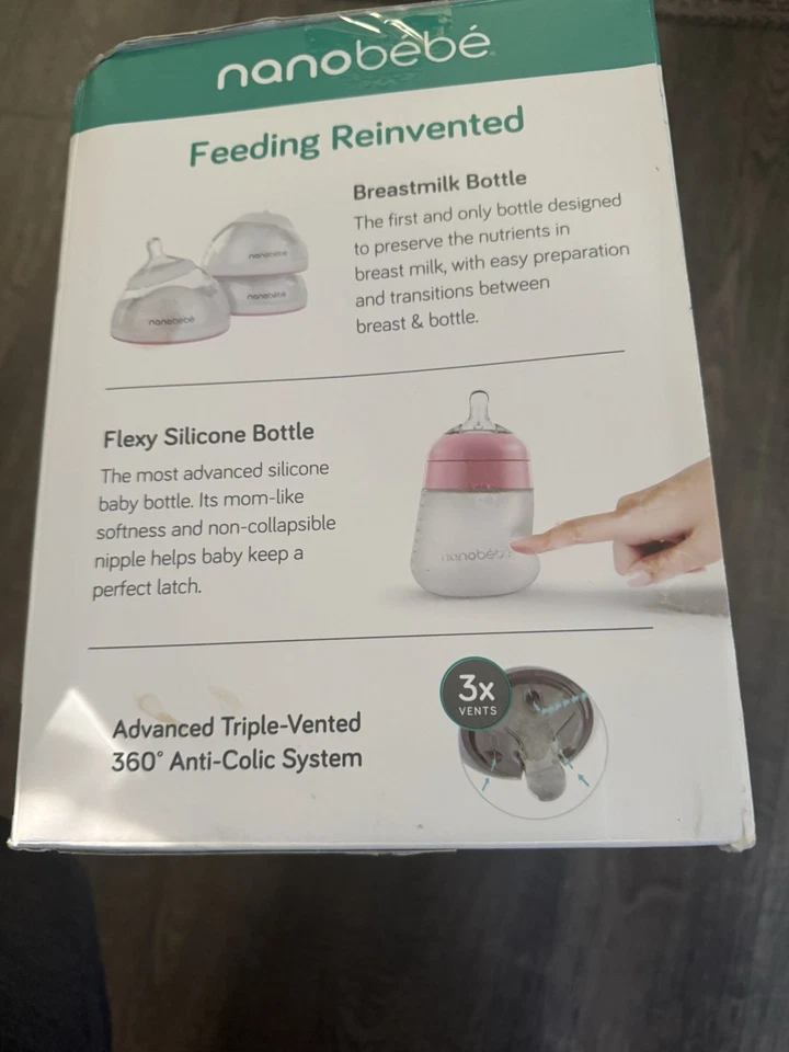 NOVO!Nanobebe Kit inicial de mamadeira para recém-nascido para leite materno azul-petróleo (caixa aberta) - Imagem 2 de 3