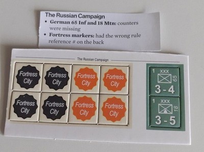 The Russian Campaign: Deluxe 5th Edition GMT Game Errata Counter