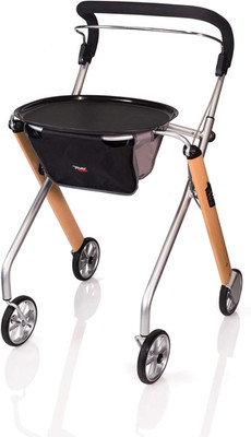 Lightweight Indoor Rollator Walker with Tray for Seniors - Trust Care Beech