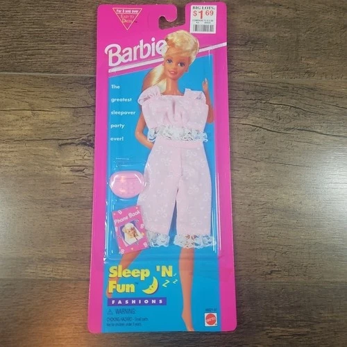 Vintage 1995 Barbie Sleep 'N Fun Fashions Pajamas Set Mattel