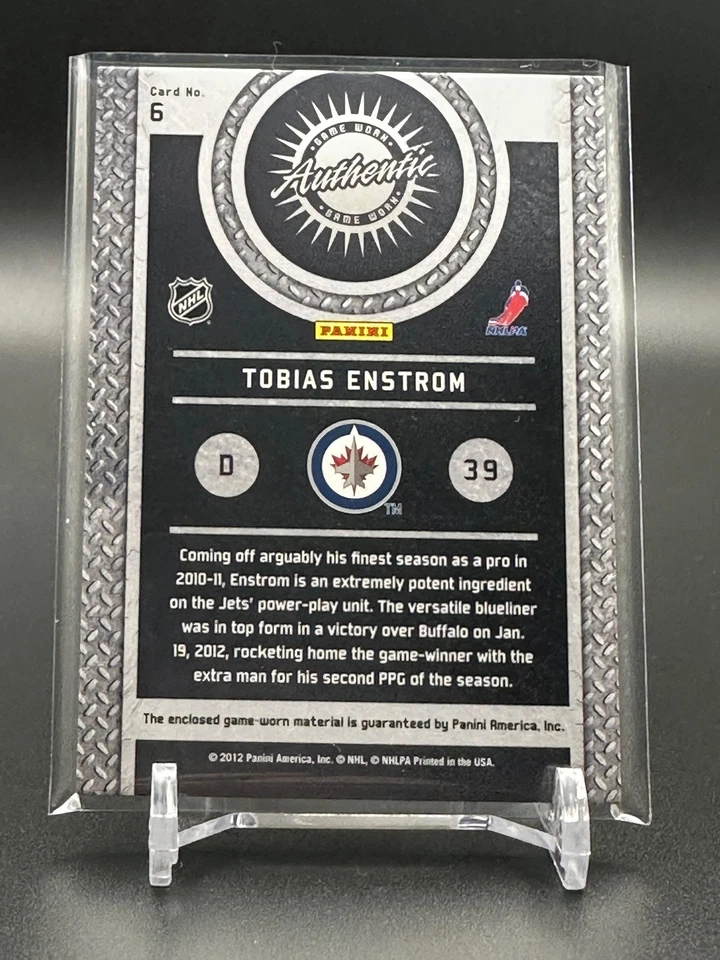 2011-12 Panini Titanium #6 Tobias Enstrom /25 MEM Winnipeg Jets - Image 2 of 2