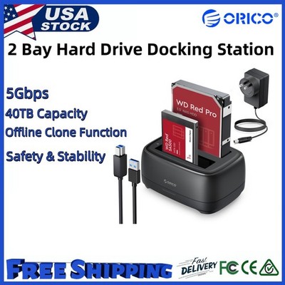 ORICO 2 Bay Hard Drive Docking Station Type C  USB 3.0 for 2.5'' /3.5'' HDD SSD