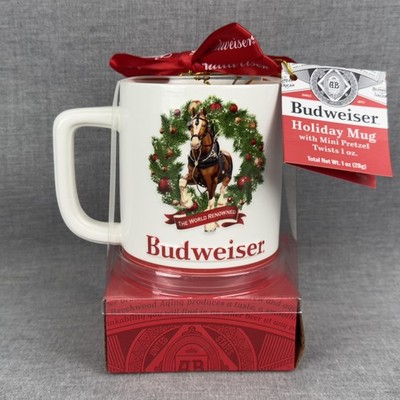 Budweiser Holiday Mug Mini Pretzel Twists Clydesdale Horse 2024 Gift Set