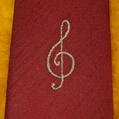 1980er ~ DÜNNE ~ VINTAGE ROTE HERRENKRAWATTE ~ MUSIK ~ NIKSCHLÜSSEL ~ 55" - Bild 1 von 2