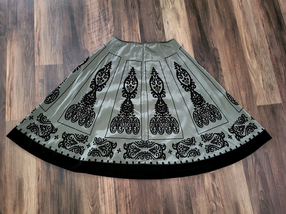 Vestido De Colección Granero Gris Negro Satinado Terciopelo Línea A Caprichoso Fairygrunge Falda 12 Foto 4 de 4
