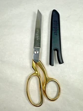 Gingher Scissors Gold Plated Handle 8” Knife Edge Dressmaker’s Shears w/ Sheath