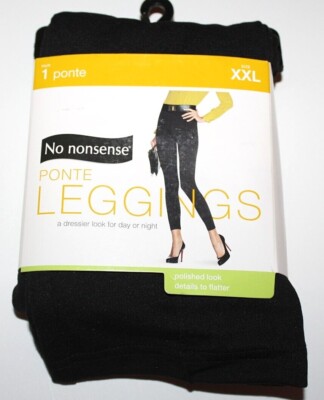 No nonsense Women's Black One Pair Ponte Knit Pintuck Leggings  WVR/WVP - S-XL