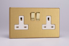 Varilight Flat Screwless Brushed Brass Light Switches, Plug Sockets, TV Sockets