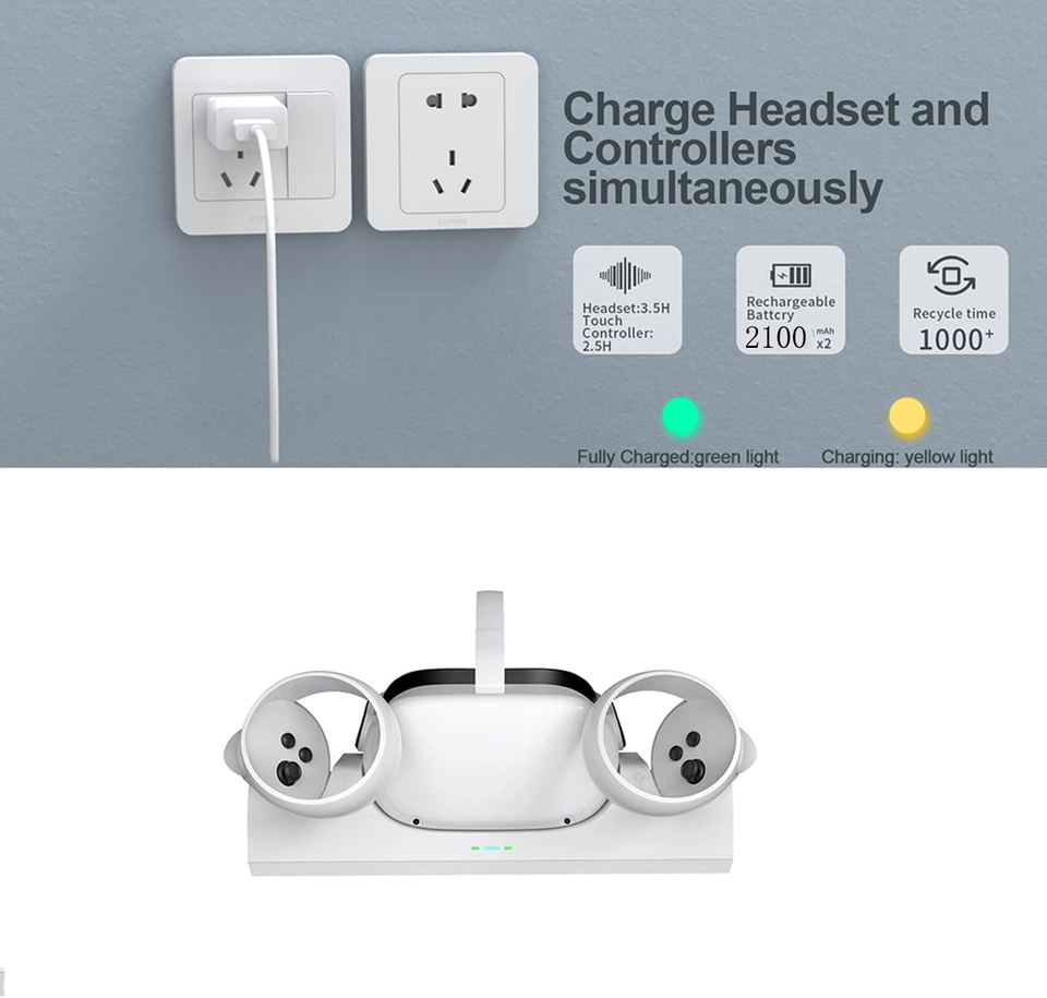 Charging Dock for Oculus Quest 2/Meta Quest 2,VR Headset Charging Stand