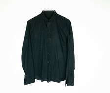 DIOR HOMME Men's Black Dress Shirt Collar Solid 40 41 42 Button Down Mesh Tux
