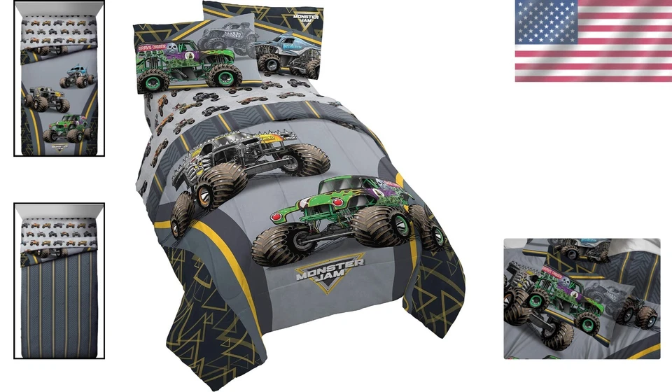 Juego de cama completo Monster Jam súper suave con excavadora de tumbas y megalodon Foto 2 de 4