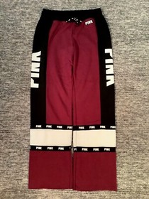 Victoria's Secret Pink Colorblock Boyfriend Pants Deep Ruby Black M Rare NIP