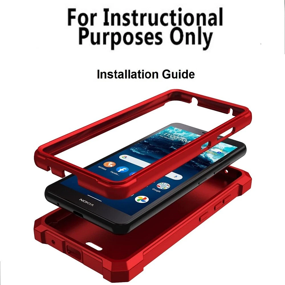 Nokia C210 Phone Case - Full Body TPU Cover with Ring Stand & Tempered Glass Screen Protector  