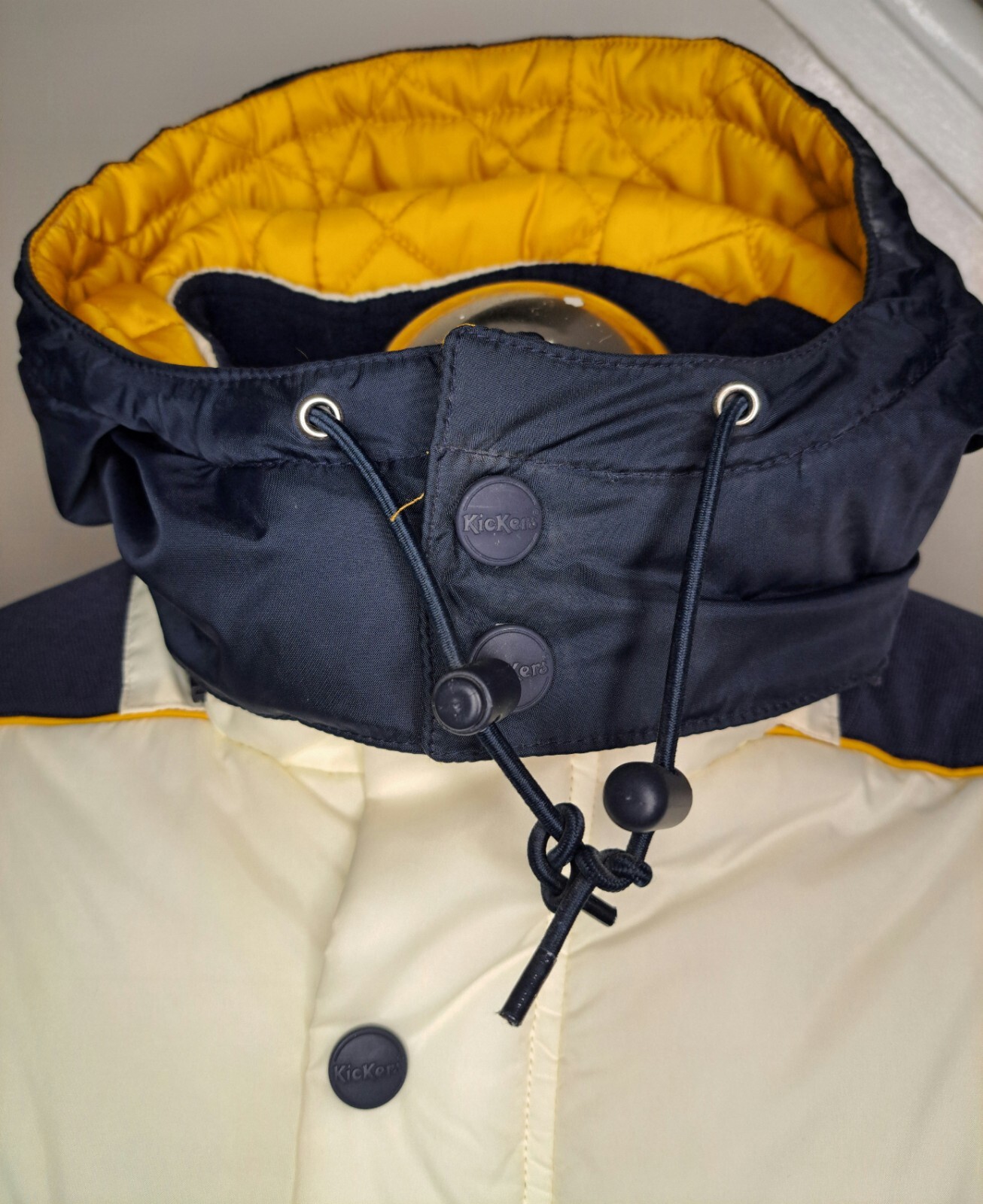 Kickers padded quilt hooded off white puffer retro softshell jacket mens size L image 7