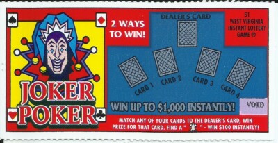 West Virginia Lottery Joker Poker VOID Scratch Off Ticket - Game No. 61