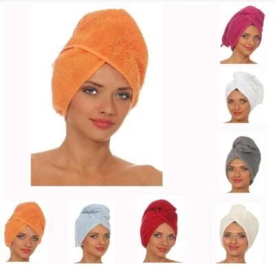Haartrocknungshandtuch mit Knopfdesign | BIO-Baumwolle | Haarturban | Kopftuch - Bild 1 von 4