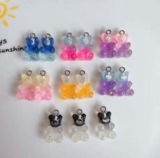 Transparent Two Toned Glitter Colored Gummy Bear Charms 10mm x 15mm