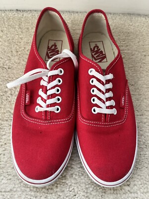 VANS Authentic Red Men's Lace Up Skate Shoe Sneaker EUC