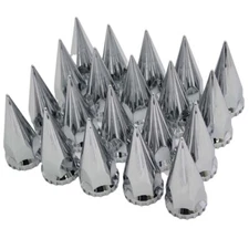 Lug Nut Covers 33mm Screw On Chrome Spiked Freightliner Peterbilt Kenworth Mack