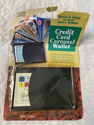 Genuine Leather Credit Card Carousel Wallet Holds 18 Credit Card New Men Women 