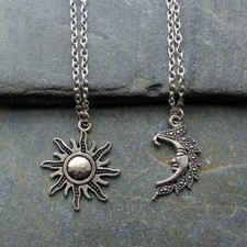 2pcs My Moon and Sun Necklace Set Couples Best Friend Friendship His Hers Celtic