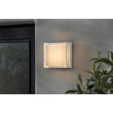 Hampton Bay Oliver White Hardwired Outdoor Coach Wall Light with Integrated LED