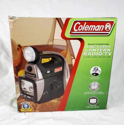 Coleman King Cobra Multi-Function Lantern, AM/FM Radio, B/W 5  TV New- Open Box