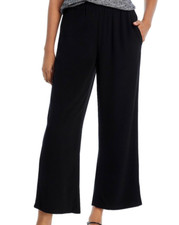 BNWT Eileen Fisher Wide Leg Pull-on Ankle Pants with Pockets Black M 218