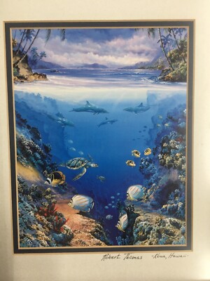 Robert Thomas 海洋風景 印刷作品 OCEAN LIFE - signed Art by Robert Thomas - Kona Hawaii - framed