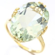 Green amethyst gold ring