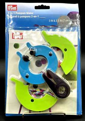 Prym  2-in-1  POMPOM MAKER 3 Inch & 3.5 Inch With Instruction Booklet - NIP