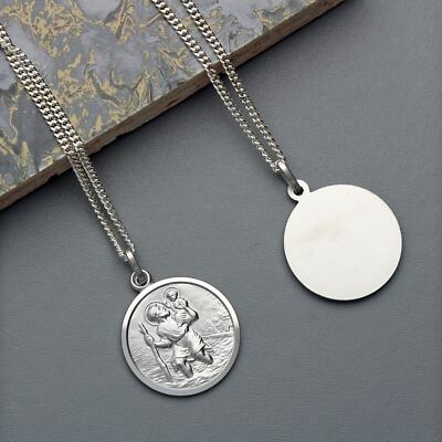 21mm St Christopher Sterling Silver Necklace with option to personalise